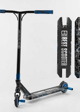 Самокат трюковый best scooter bs-77566 (4) hic-система, пеги, алюминиевый диск и дека с принтом, колёса pu, d=110мм, ширина руля -