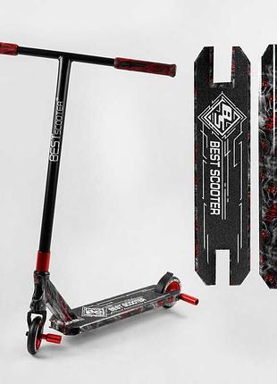 Самокат трюковый best scooter bs-99622 (4) hic-система, пеги, алюминиевый диск и дека с принтом, колёса pu, d=110мм, ширина руля -