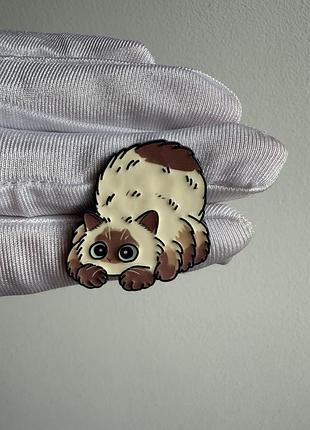 Пін значок металевий брошка  «котик-павук милий (spider cat, готичний котик)»