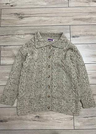 Женский британский вязаный свитер кардиган кофта highland home industries aran размер м
