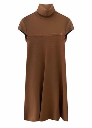 Коричневое вискозное повседневное платье elisabetta franchi
