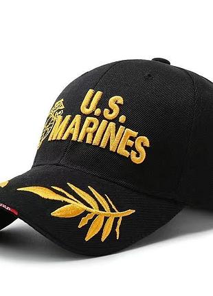 Бейсболка narason черная с золотистым лого u.s marines