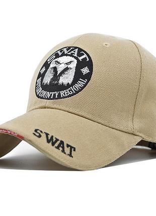 Кепка для чоловіків narason бежевого кольору з лого swat