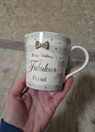 Фарфоровая кружка lesser &amp; pavey серии "mad dots" с надписью "fabulous friend merry christmas"