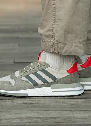 👟 кроссовки adidas zx 500 rm grey four scarlet / наложка bs👟