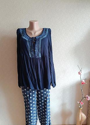Колоритная блуза вышиванка рубашка этно с вышивкой rayon р-р 48-50 sonoma