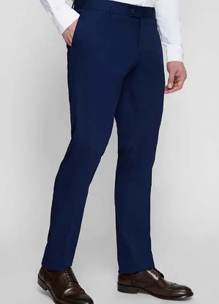 Чоловічі класичні штати німецький виробник, slim fit натуральна вовна насичений блакитний, розмір м