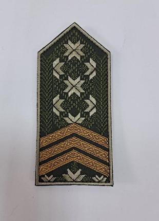 Погон сержант зсу польовий із золотистими личками , погон-вишиванка, етно-погон сержант польовий жовті лички