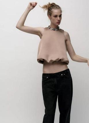 Zara атласний топ фасону balloon