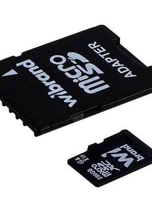 Карта microsdhc wibrand память 256gb uhs-1/u3 10 class с адаптером черный