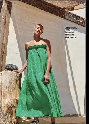 Essentiel antwerp robe bibi maxidress - green flash  шикарна максі сукня плаття