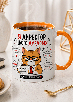 🐱 чашка 330 мл «я директор этого дурдома» | забавный подарок для офисного настроения 🐱