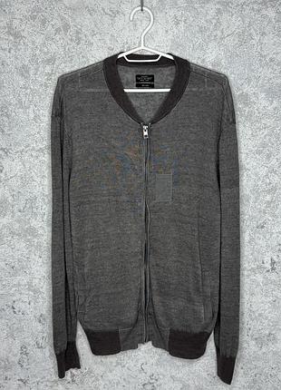 Бомбер чоловічий all saints grizedale bomber 100% linen full zip gray оригінал!