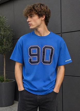 Чоловіча синя футболка, льон jack & jones core