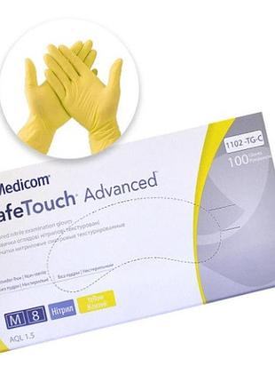 Перчатки нитриловые medicom желтые (m), 100 шт