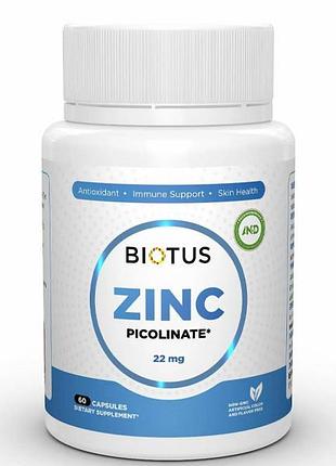 Цинк пиколинат, zinc picolinate, biotus, 22 мг, 60 капсул
