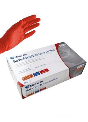 Перчатки нитриловые medicom red (xs), 100 шт