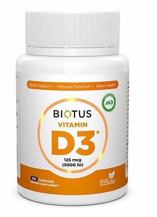 Вітамін д3, vitamin d3, biotus, 5000 мо, 120 капсул