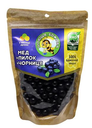 Натуральные медовые конфеты драже "целебная пчелка" с черникой