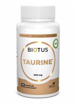 Таурин, taurine, biotus, 500 мг, 100 капсул