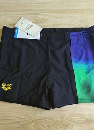 Чоловічі плавки боксери arena men's swim short placement black-soft green multi