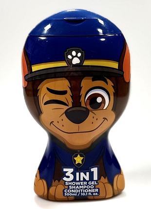 Детский гель для душа 3в1 paw patrol chase, шампунь + гель + кондиционер, 300 мл