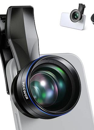 Телефотообъектив 2х для смартфона neewer ls-41 pro 60 мм hd с резьбой 17 мм и адаптером для светофильтра 67мм