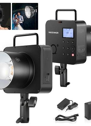 Студийная вспышка на штатив neewer q4 400w 2.4g ttl flash с аккумулятором и квадратной сумкой 5600к, cri 95+