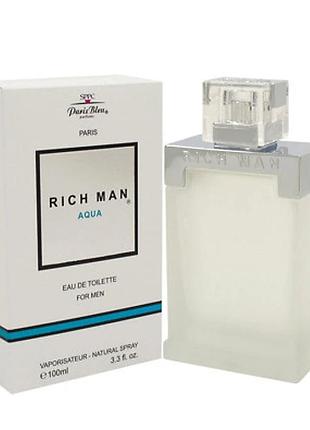 Туалетная вода для мужчин paris bleu rich man aqua 100 мл