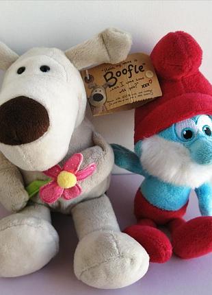 Смурфик папа peyo оригинал смурфики песик boofle буфл собачка мягкая игрушка подарок ребенку новая teddy