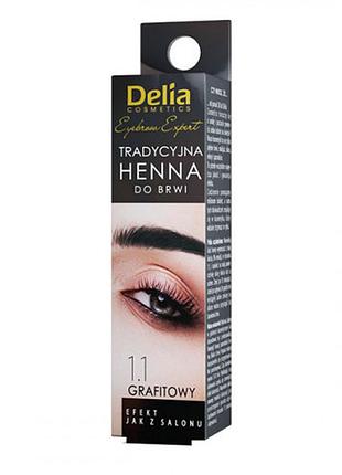 Delia henna traditional краска для бровей хна в порошке тон 1.1 графит