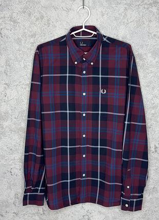Сорочка чоловіча men’s fred perry long sleeve plaid shirt button up cotton оригінал!