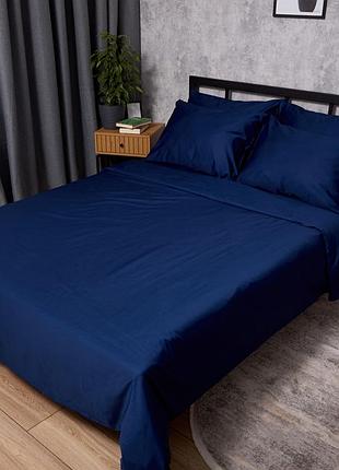 Комплект постельного белья moon&star сатин premium navy blue семейный 143х210х2 наволочки 4х50х70