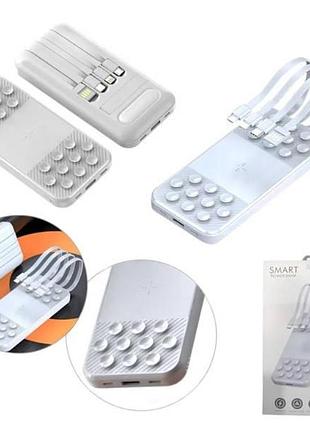 Power bank із вбудованими кабелями та присосками 1000mah smart 1017 білий top shop ua_