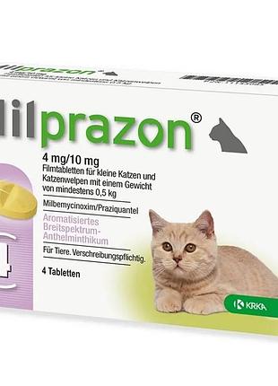Милпразон (milprazon) 4/10 мг таблекит от глистов для кошек и котят до 2 кг (блистер) №4