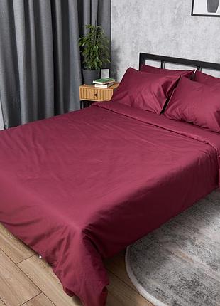 Комплект постільної білизни moon&star сатин premium red wine king size 220x240 наволочки 4х50х70