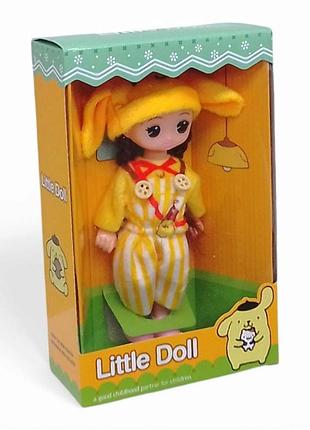 Кукла sanrio pompompurin 15 см в желтом костюме с ушками в коробке со слюдой little doll