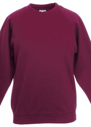 Светр дитячий реглан classic raglan sweat kids fruit of the loom бордовий, 3-4