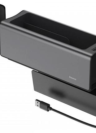 Автомобильный органайзер baseus deluxe metal armrest console organized crcwh-a01 2 usb 5v/2a черный