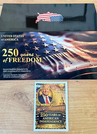 Сувенирная банкнота посвящена 250-летию независимости сша 250 лет сувенирная банкнота украины в буклете unc