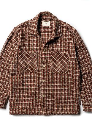Folk heavyweight overshirt check plaid tweed thick knit jacket  [jmh016990]