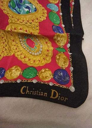 Вінтажна шовкова хустка christian dior — silk bijouterie print