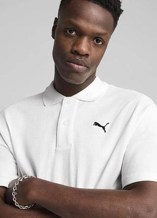 Оригінальне біле твілове поло puma wardrobe ess relaxed pique polo / 62965702