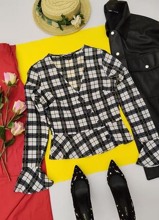 Бомбезная блузка в клетку полоску s miss selfridge