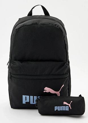 Рюкзак с пеналом puma phase elevated. рюкзак подростковый для мальчика. городской портфель пума женский 092190