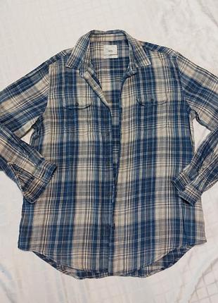 Рубашка оригинал бренд zara 1975 original denim 1975 длинный рукав xl