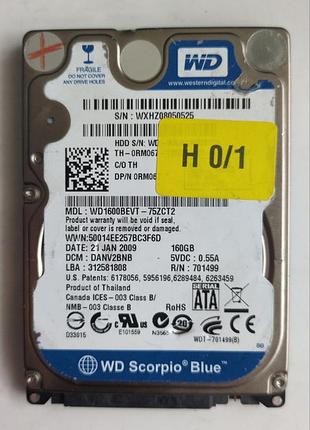 Донор hdd wd1600bevt 75zct2 h01 2060-701499-000 rev a