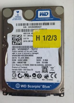 Донор hdd wd2500bevt 75zct2 h123 2060-701499-000 rev a
