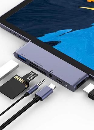 Концентратор flyland usb-c 6-в-1