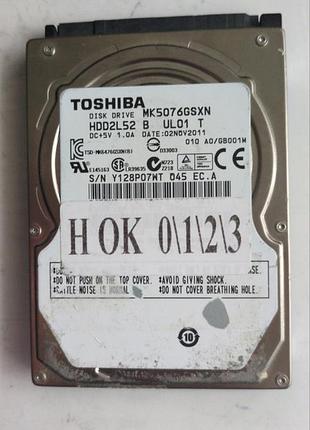 Донор hdd toshiba mk5076gsxn h0123 g002706a
